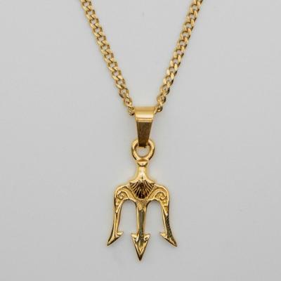 China CLASSIC 18k Gold Plated Stainless Steel Necklace Pendant Men's Trident Necklace or Necklace for sale