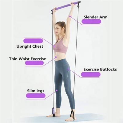 China Durable Portable Pilates Bar Stick with Resistance Band for Gym Fitness Bodybuilding Workout Sports Home Fitness Ensures Tone Bar for sale