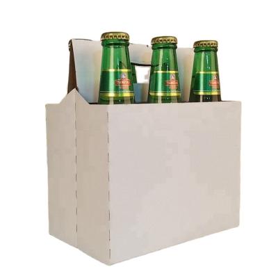 China Recyclable Kraft Paper 6 Pack Bottle Beer Box Cardboard Custom Beer Rack Flat Packed 4 Pack Beer Carrier for sale