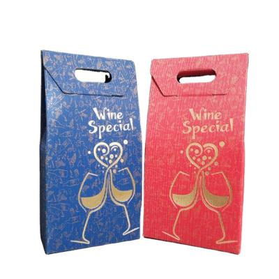 China Recyclable Corrugated Wine Bottle Box Luxury Custom Wine Packaging Box With Handle for sale