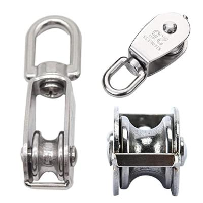 China Wear Resistance Corrossion Marine Hardware 316 Stainless Steel Pulley Block 25mm Single Swivel Eye Pulley For Boat Rigging for sale