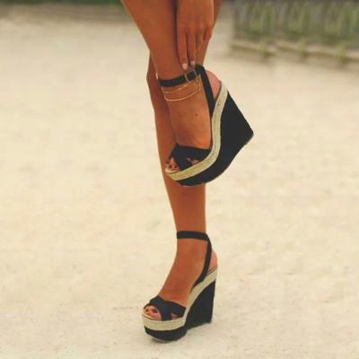 China Fashion Trend Women's Summer Sandals Shoes Buckle Strap Leisure Platform Wedges Sandals Wedges High Heels 15CM Casual Shoes for sale