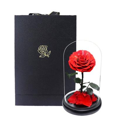 China Factory Direct Sale Valentine's Day Gift Anniversary Gift Forever Rose in Glass Dome with Real Preserved Flowers Gift for Birthday Anniversary Festival for sale