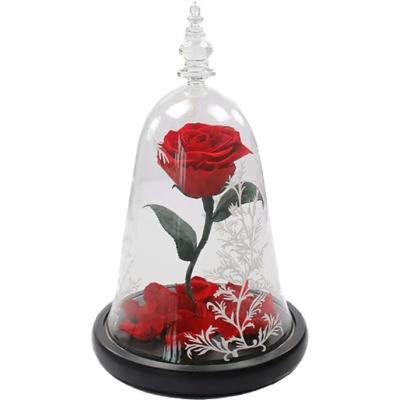 China Factory 100% Natural Rose Beauty and Yunnan Origin Beast Preserved Rose of Valentine's Day Gift Birthday Gift in Glass Dome for Festival for sale