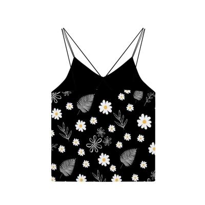 China QUICK DRY Customize LOGO All Over Print Halter Crop Tops Womens Tank Top Crisscross Back Camisole Custom Cropped for sale