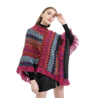 China European and American new style fishbone shawl tassel street scarf winter warm poncho for women for sale