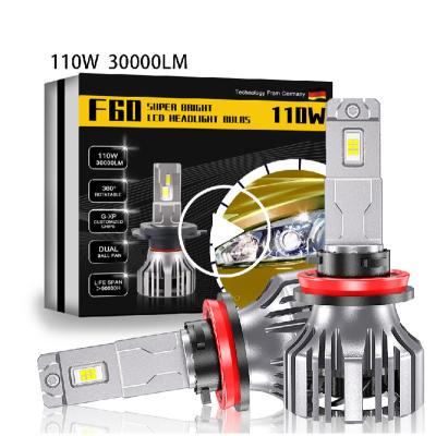 China Led headlight NEW F60 H8 H9 H11 led 9006 fog lights car LED headlight LAMP 6000K 110W 24000LM H1 H3 H7 9005 dhd for sale