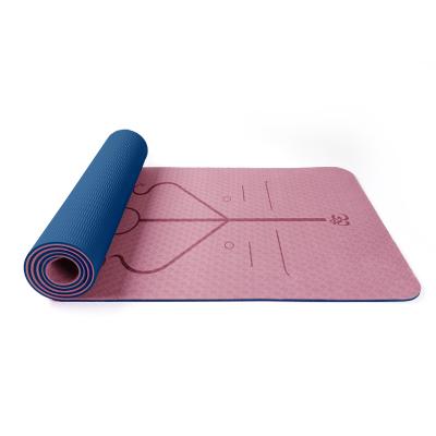 China 6mm Yoga Pilate Exercise Wholesale Band Printing Logo Dual Color Yoga Mat Eco-Friendly Custom Suppliers With Position Line for sale