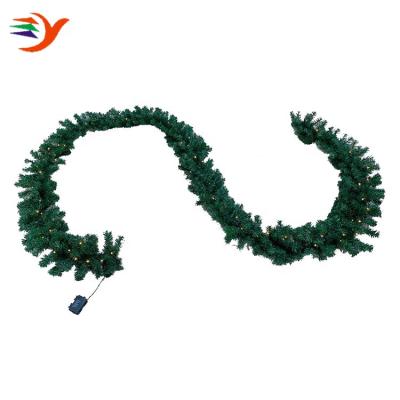 China Christamas Home Decoration Pre-lit 5m Green PVC Christmas Garland With Led Lights for sale