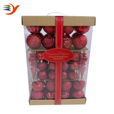 China Christamas Home Decoration New Arrival Big Set Red Color 74pcs Christmas Ball Ornaments for sale