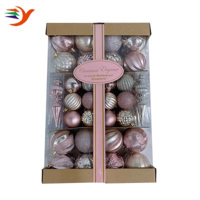 China New Christamas Home Decoration Hot Sale Styles Mixed Christmas Ball Set 74pcs Pink and Silver Color for sale