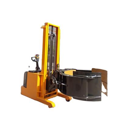 China Sharefer 500kg 1000kg steel electric stacker with paper roll clamp stacker drum electric rotator pusher truck on sale for sale