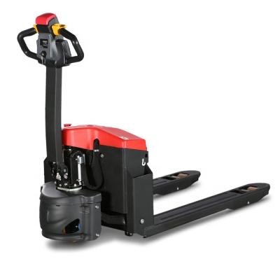 China Hotels Sharefer 1500kg 1.5ton Controller Forklift Four Wheel Stacker Jack Red Reach Operated Mini Electric Pallet Truck for sale