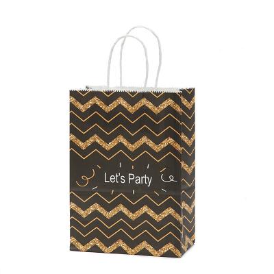 China Fashion Recyclable Cheap Hot Stripe New Color Gift Bag Environmental Protection Kraft Paper Bag Party Hand Held Bags for sale