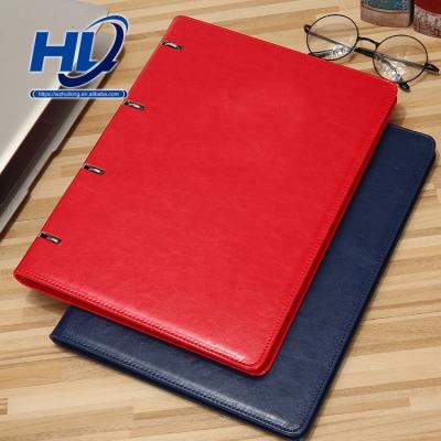 China Good Selling Custom Printed Vintage PU Hardcover a5 b5 3 Ring Binder Journal Leather Notebooks for sale