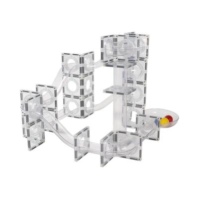 China Construction Toy Kids Toys mntl 120pcs ABS Magnetic Marble Run Race Tile Plastic Transparent Magnetic Run Ball for sale