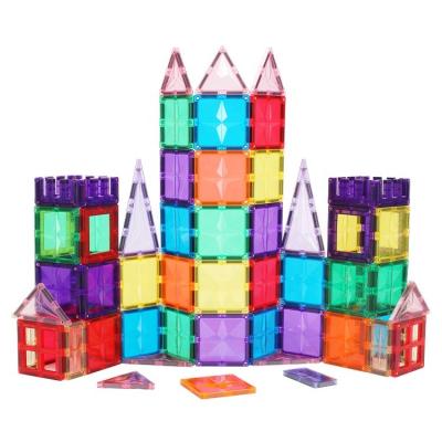 China Child Education Diy building block mntl 108pcs plastic magnetic tiles brinquedos magnetic building brick toy ABS pastel color for kids for sale