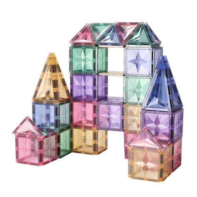 China Creative Magnetic Building Block Toy Wholesale ABS Building Block Mntl 36pcs Star Magnet Tile Plastic Pastel Magnetic Block Toy Set For Kids for sale