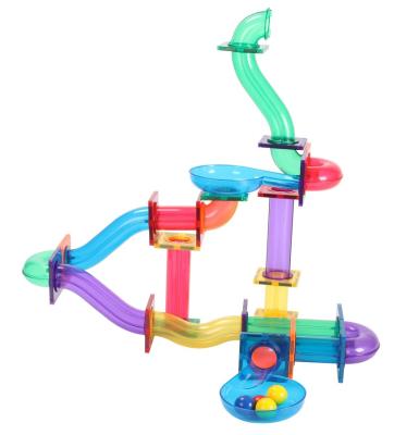 China Plastic Multi Ball Magnetic Marble Run MNTL Building Toy G8116 96pcs ABS canicas pista building blocks for roall on ball for sale