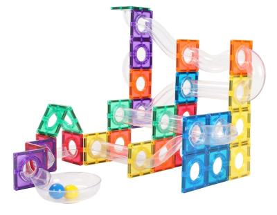 China 100pcs transparent ABS plastic building block toy mntl diy marble run inflatable race track Building Toy Marble for kids for sale