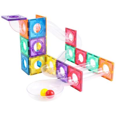 China 100pcs mntl transparent magnetic building toy ABS plastic marble run toys marble run building blocks for sale