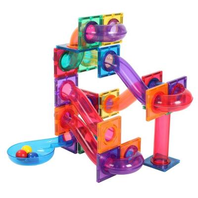 China 100pcs MNTL Colors 100pcs MNTL Building Toy Marble Toy ABS Building Block Star Marble Tile Track Multi Plastic Magnetic Marble Running Track Block for sale