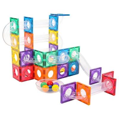 China 100pcs mntl plastic transparent magnetic blocks building toy ABS racing marble blocks building toys mntl marble race for sale