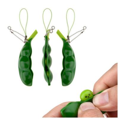 China Relieve Stress Toy Games Kids Squeeze Pea Pods Toy Key Chain Phone Sensory Key Chain Bag Peanut Bean Relaxation Busy Person Toy for sale