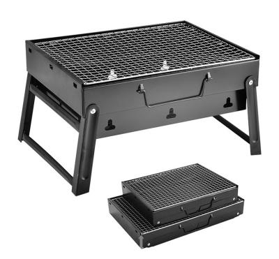 China Easily Cleaned Outdoor Folding Portable BBQ Charcoal Grill, BBQ Desktop Table Top Stainless Steel Smoker BBQ For Outdoor Cooking Camping for sale