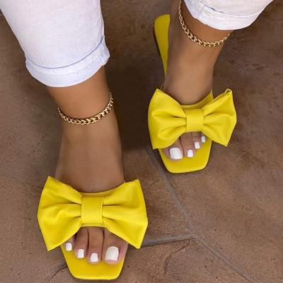 China CUSHIONING Latest Fashion Women Ladies Sandals Flat Bottom Bowknot Women's Casual Slippers for sale