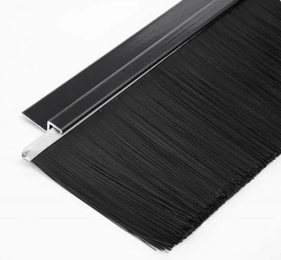 China Custom Nylon Strip Brush Door Bottom Seal Brush With Aluminum Alloy Bracket for sale