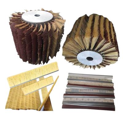 China Custom Industrial Nylon Dust Removal Brush Roller Polishing Grinding Brush Woodworking Machinery Sisal Sandpaper Brush Roller for sale