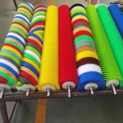 China Custom Industrial Brush Roller Dust Cleaning Fruit Seafood Roller Brush Nylon Brush Wire for sale