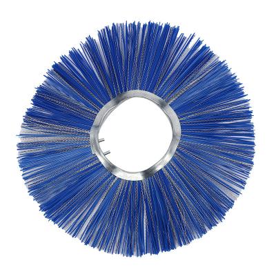 China Steel Ring Wafer Brush PP Mixed Steel Wire Bristles Sweeper Besem Voor Sneeuwveger Te koop