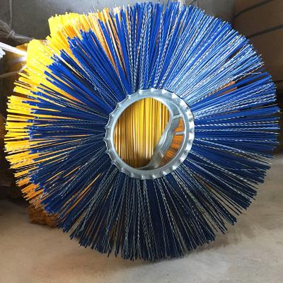 China Efficient Street Cleaning Steel Wire PP Sweeper Brushes Rotating Road Snow Sweeping Brush Te koop