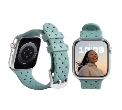 China Durable Goods Knit Silicone Band Watch Strap With Metal Buckle For Apple Watch Series 7 6 5 4 3 for sale