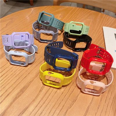 China Durable Soft Silicone Band For Apple Watch Series 6 5 4 3 2 Se 38MM 42MM Rubber Watch Band Strap For iWatch 6/5 40MM 44MM for sale