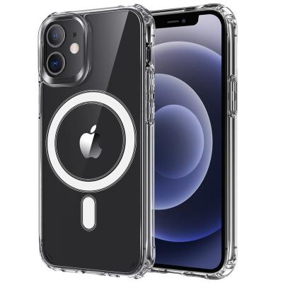 China Ring Wireless Charger Shockproof Clear Shockproof Magnet Magnetic Phone Case Cover For iPhone 12 Pro Max for sale