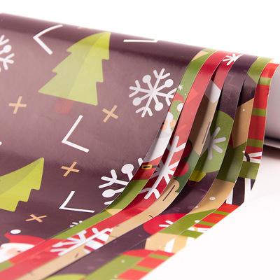 China Recycled Stock Materials New Arrival 80g Copperplate Christmas Gift Wrapping Paper for sale