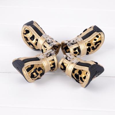 China Viable Wholesale Customize Soft Dog Shoes Pet Leopard Shoes For Puppies for sale