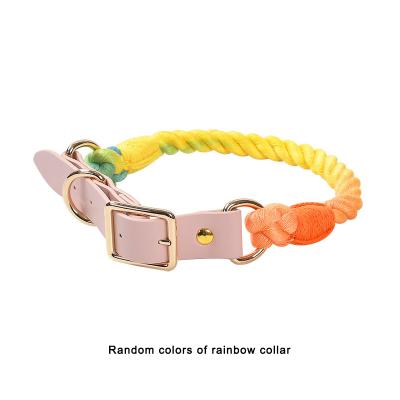 China Multicolor Viable No Pull Pet Collar Cotton Dog Rope Leash And Collar For Dogs Puppy Para Perro for sale