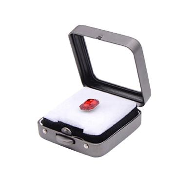 China Aluminum Metal Hinged Lid Gemstone Box With White And Black Pad for sale