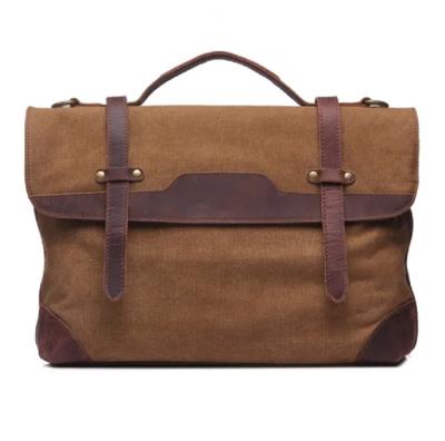 China Wholesale Feature Men's Messenger Bags Laptop Vintage Canvas Leather Business Briefcase for sale