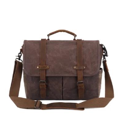 China Feature Eco Friendly Canvas With Leather Crazy Messenger Strap Single Shoulder Bag Men for sale