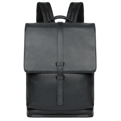 China Fashion Waterproof Leather Backpack Men's Bag Casual First Layer Cowhide Black Computer Backpack for sale