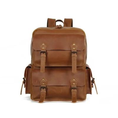 China Vintage Anti-theft Style PU Backpack Leather Laptop Backpack School Bag for sale