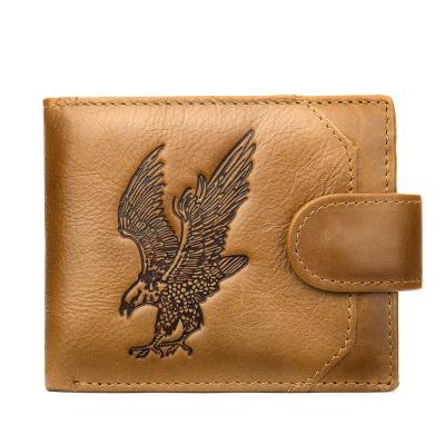 China 2021 Men's Anti-theft Short Style Leather Wallet Multifunctional Men's Coin Purse Multi-Card Position First Layer Leather Wallet for sale