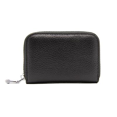 China New RFID Fashion Credit Card Leather Holder for Men and Women Protecting RFID Zipper Card Holders Large Capacity Card Bag for sale