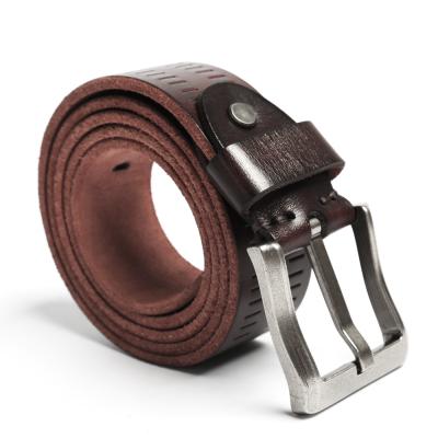 China Men's Plain Leather Strap Cowhide Top Layer Belts Steel Buckle Cowskin Waist Tie Male Belts For Men for sale