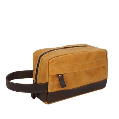 China Retro Travel Toiletry Canvas Shaving Zipper Cute Custom Made Mens Washed Bag for sale